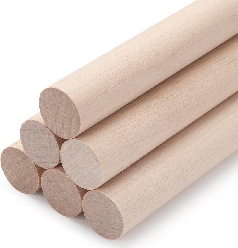 Coowayze Wooden Dowel Rods Wood Dowels for Crafts, 6 PCS 1 x 15 Round Wooden Sticks for Crafts, Thick Macrame Dowels, Unfinished Hard Wood Sticks for Crafting, Arts and DIYers, Closets and Wedding - Image 1